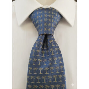 Tommy Bahama Off Island blue palm tree silk tie - 57.5"